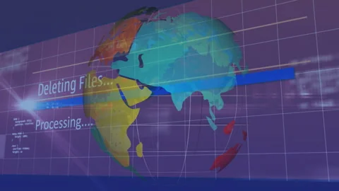 Animation of digital interface on globe ... | Stock Video | Pond5