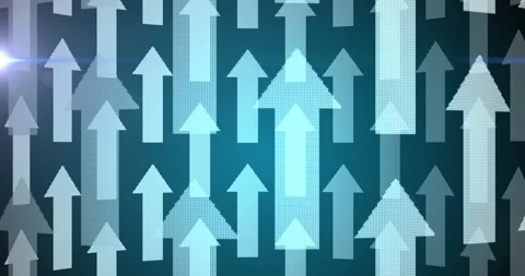 Animation of digital interface with glowing arrows pointing upwards Stock Footage 144800662