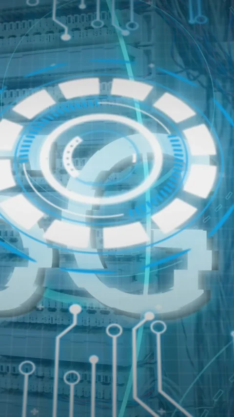 Animation of digital interface over server room Stock Footage 344745441