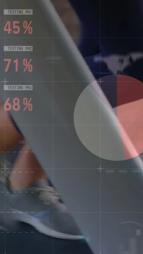 Animation of digital interface over women exercising Stock Footage 322954555
