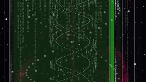 Animation of digital interface screen with programming language and spiral Stock Footage 312619168