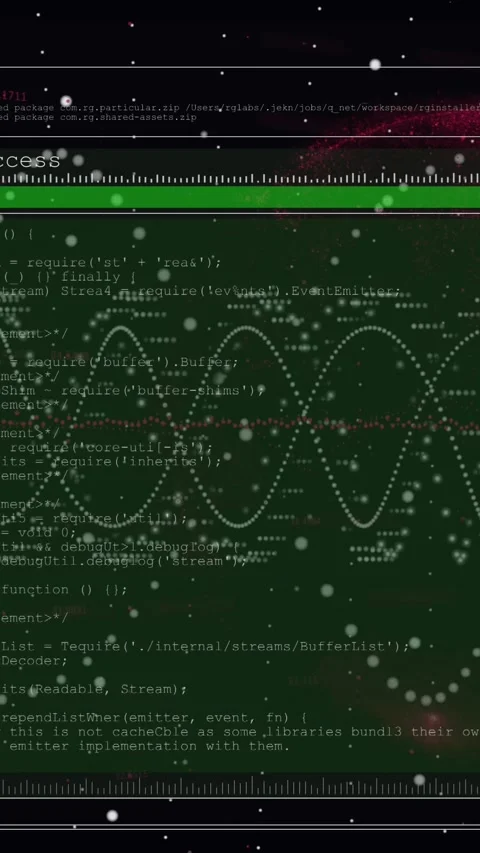 Animation of digital interface screen with programming language and spiral Video stock 322560902
