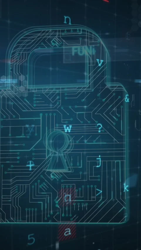 Animation of digital interface with security padlock over dark background Stock Footage 342953264
