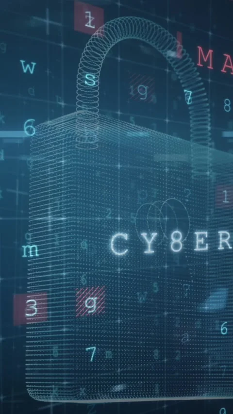 Animation of digital interface with security padlock over dark background Stock Footage 342953274