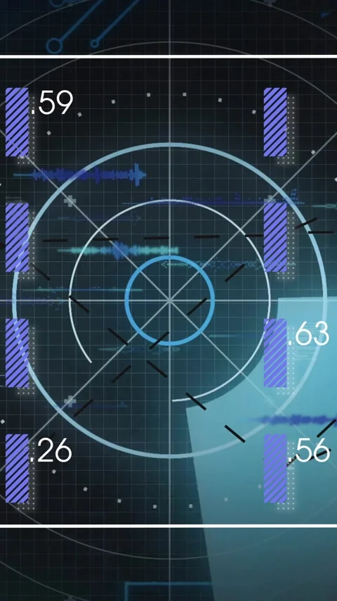 Animation of digital interface showing data input and output with circular grid Stock Footage 319811040
