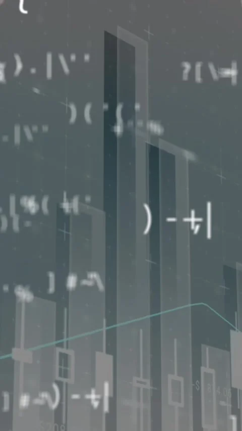Animation of digital interface with symbols changing, financial data processing Stockbeeldmateriaal 323781163