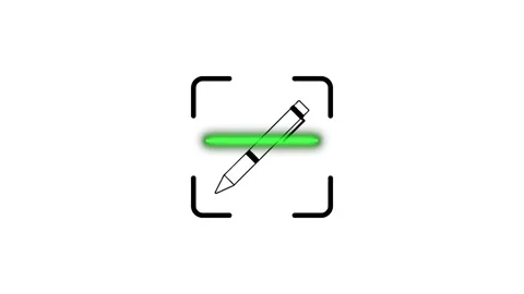 Animation of digital laser scanning pen icon inside viewfinder frame for mo.. Stock Footage 346498704