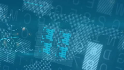 Animation of digital map with data processing elements and abstract blue Stock Footage 304088696