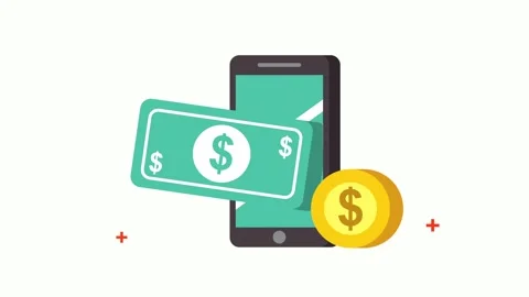 Animation of digital mobile banking application with banknote and coin icon.. Stock-Footage 338426534