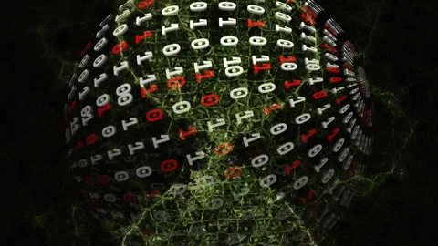 Animation of digital network connections forming binary code sphere in tech Stock Footage 313459370