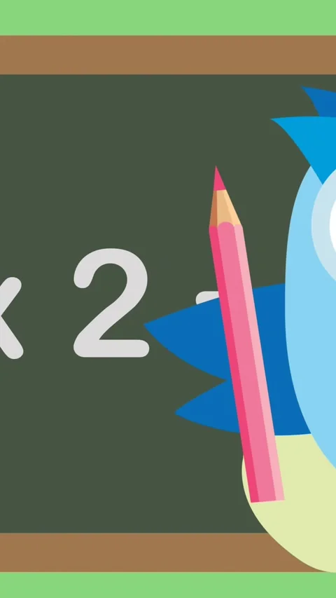 Animation of digital owl and book icons over blackboard on green background Stock Footage 343682740