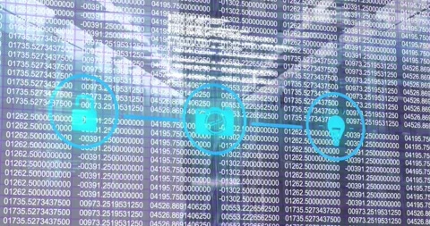 Animation of digital padlock with rotating globe spinning red background with Stock Footage 329516762