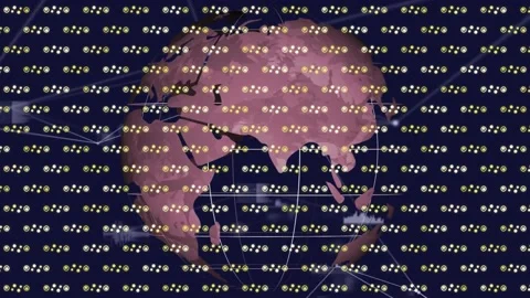 Animation of digital pattern over globe spinning Stock Footage 229829767