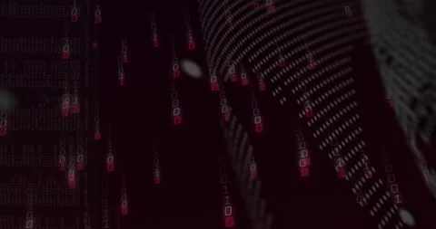 Animation of digital patterns and binary code forming abstract technological Stock Footage 304862603