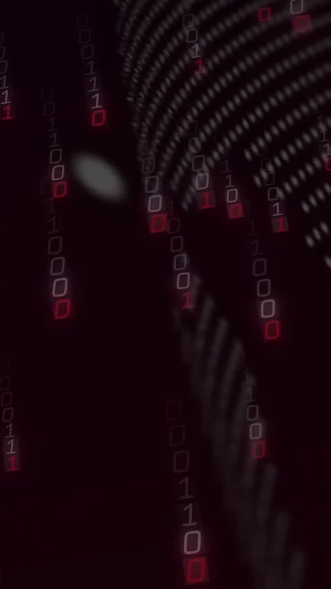 Animation of digital patterns and binary code forming abstract technological 動画素材 319617994
