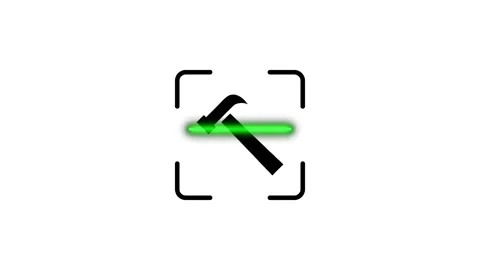 Animation of digital scanner moving over hammer icon on white background. 動画素材 346498465