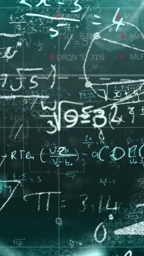 Animation of digital science formula and math equation moving against grid Stock Footage 344593855