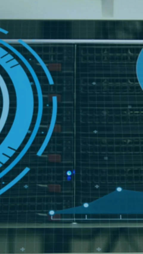 Animation of digital scope over server room Stock Footage 344765598