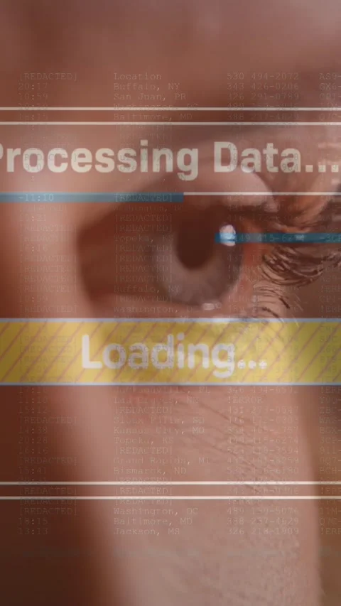 Animation of digital screen with data processing over eye of caucasian woman 스톡 동영상 322560943