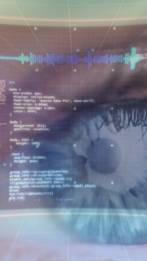 Animation of digital screen with data processing over eye of caucasian woman 스톡 동영상 322560945