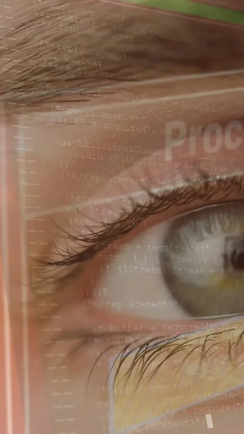 Animation of digital screen with data processing over eye of caucasian woman Vídeos de archivo 342600166