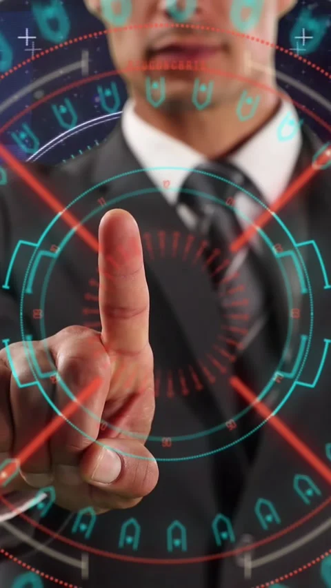 Animation of digital screen with diverse data and glitch over caucasian Stock Footage 323910642