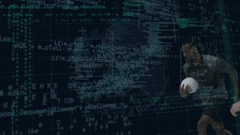 Animation of digital screen with globe and data processing over diverse male Stock Footage 330473808