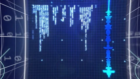Animation of digital screen, icons, binary coding and data processing Stock Footage 312532888