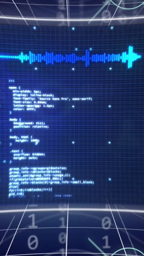 Animation of digital screen, icons, binary coding and data processing Stock Footage 323899375