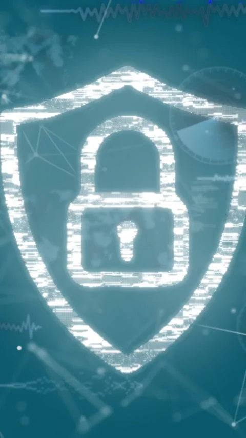 Animation of digital security shield and fingerprints with network connections Stock Footage 341977041