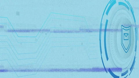 Animation of digital shield with blue lines and binary code background Stock Footage 303420538