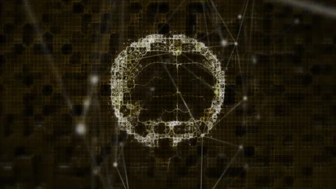 Animation of digital skull pattern with interconnected lines on dark background Stock Footage 304774126