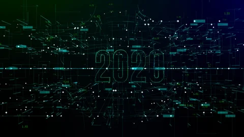 Animation of digital space with '2020' number Video stock 106014339