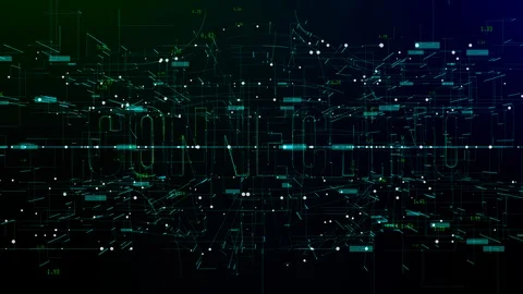 Animation of digital space with 'Connecting' text Video stock 106015134