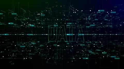 Animation of digital space with 'Data' text Video stock 106015222