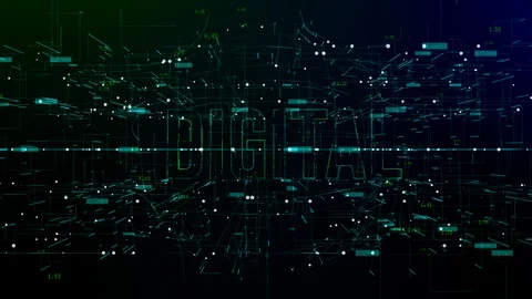 Animation of digital space with 'Digital' text Stock Footage 106015363