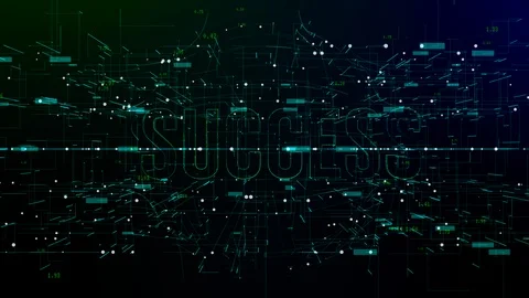 Animation of digital space with 'Success' text Video stock 106771131