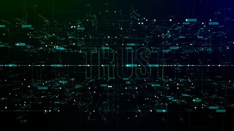 Animation of digital space with 'Trust' text Stock Footage 106016304