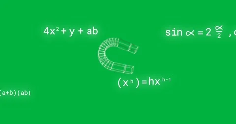 Animation of digital tools and school items over mathematical equations on Video stock 318052730
