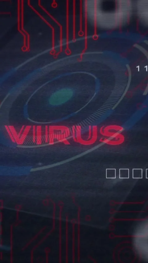 Animation of digital virus warning with red circuitry and binary code background 스톡 동영상 319617261
