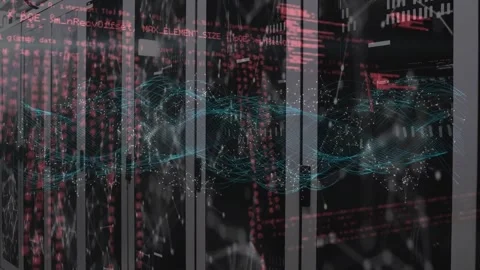 Animation of digital wave and data processing against network of connections Stock Footage 329288873