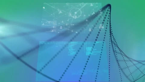 Animation of digital wave pattern with network connections and data processing Stock Footage 304010554