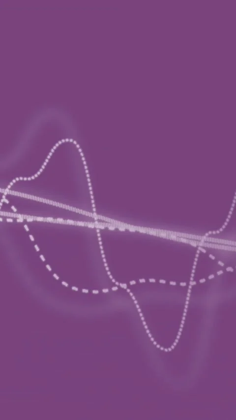 Animation of digital waves moving against green spots of light on purple Stock Footage 343504221