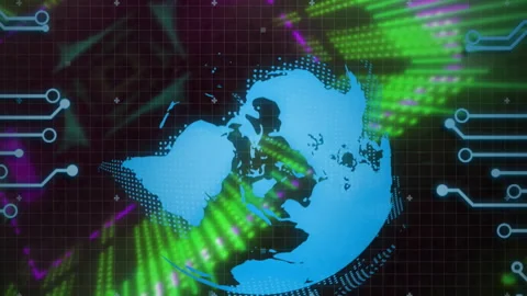 Animation of digital world map with colo... | Stock Video | Pond5