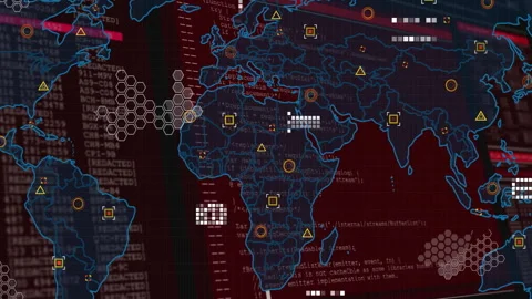 Animation of digital world map with data... | Stock Video | Pond5