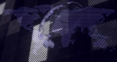 Animation of digital world map with glowing data lines over continents Stock Footage 304763972