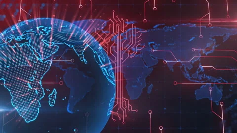 Animation of digital world map with glow... | Stock Video | Pond5