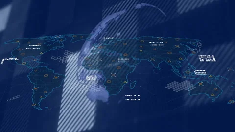 Animation of digital world map showing d... | Stock Video | Pond5