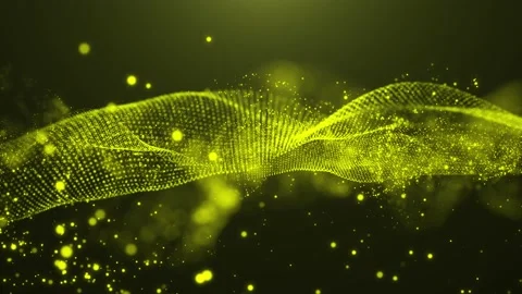 Animation digital yellow particles waves. Video stock 240042437