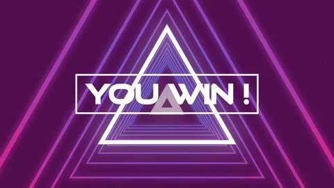 Animation of digital you win text moving in loop between graphical triangular Stock Footage 328648218